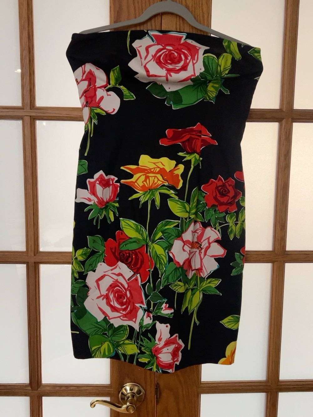 David Meister Strapless Floral Rhinestone Cocktail Dress Size 8